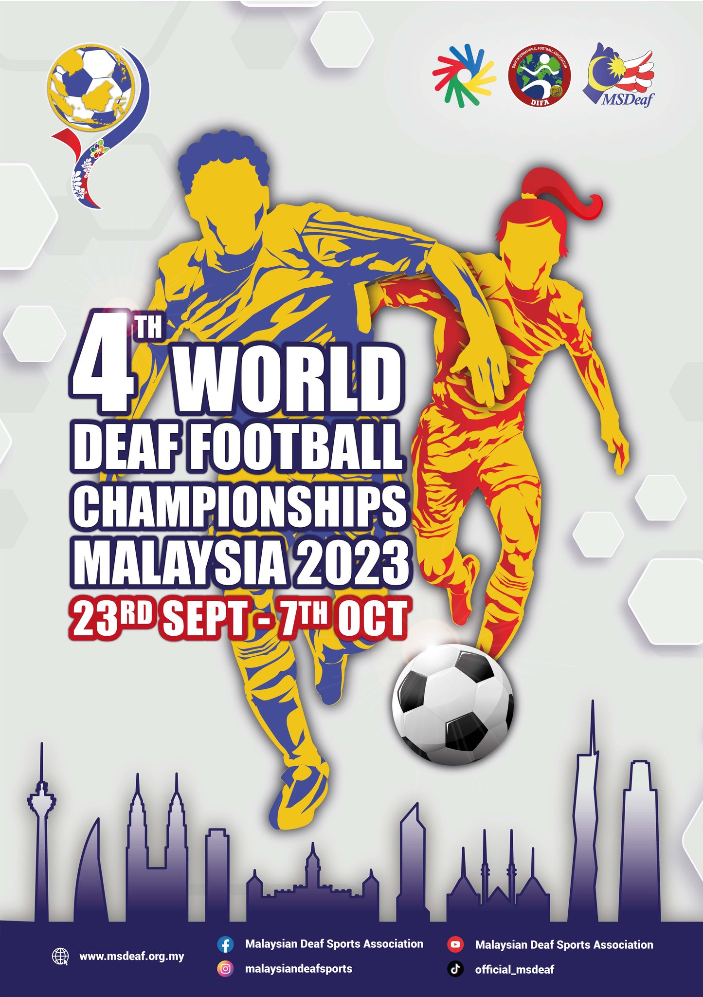 The 4th World Deaf Football Championships will start soon in Kuala Lumpur (Malaysia) from September 23 to October 07, 2023…………….